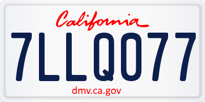 CA license plate 7LLQ077
