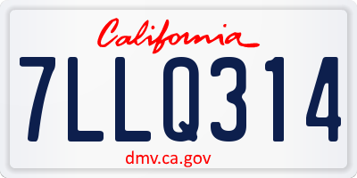 CA license plate 7LLQ314