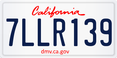 CA license plate 7LLR139