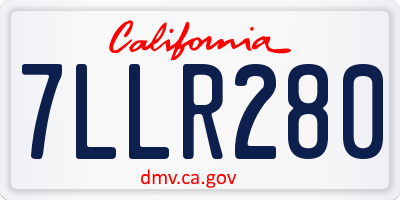 CA license plate 7LLR280