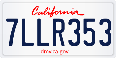 CA license plate 7LLR353