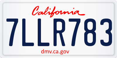 CA license plate 7LLR783