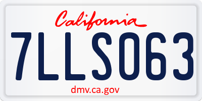 CA license plate 7LLS063
