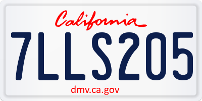 CA license plate 7LLS205