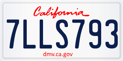 CA license plate 7LLS793