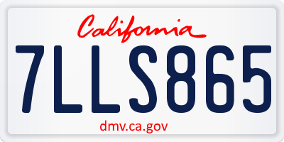 CA license plate 7LLS865