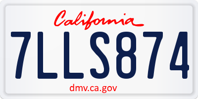 CA license plate 7LLS874
