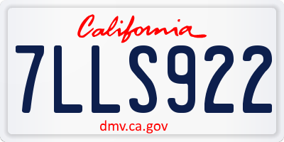 CA license plate 7LLS922