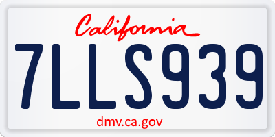 CA license plate 7LLS939