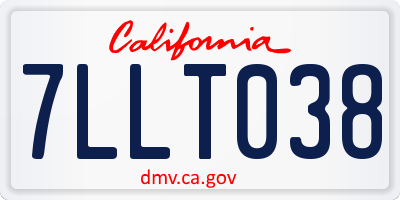 CA license plate 7LLT038