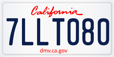 CA license plate 7LLT080