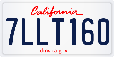 CA license plate 7LLT160
