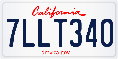 CA license plate 7LLT340