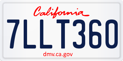 CA license plate 7LLT360