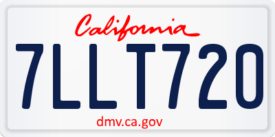 CA license plate 7LLT720