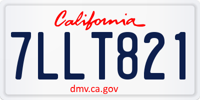 CA license plate 7LLT821