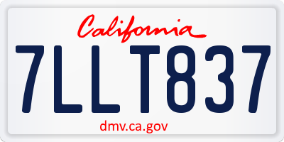 CA license plate 7LLT837