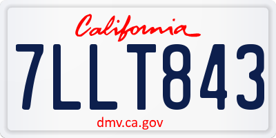 CA license plate 7LLT843