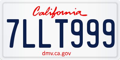 CA license plate 7LLT999