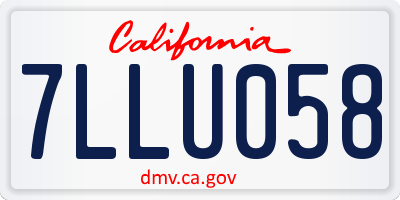 CA license plate 7LLU058