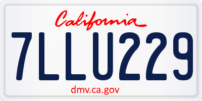 CA license plate 7LLU229