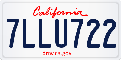 CA license plate 7LLU722