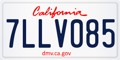 CA license plate 7LLV085