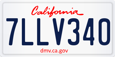 CA license plate 7LLV340