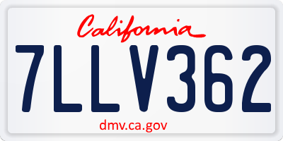 CA license plate 7LLV362