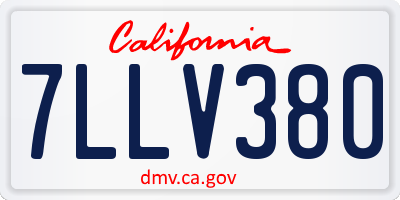 CA license plate 7LLV380