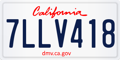 CA license plate 7LLV418