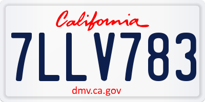 CA license plate 7LLV783