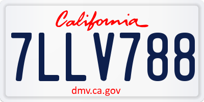 CA license plate 7LLV788