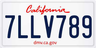 CA license plate 7LLV789