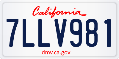 CA license plate 7LLV981