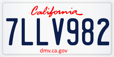 CA license plate 7LLV982