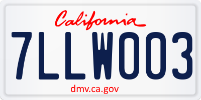 CA license plate 7LLW003