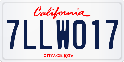 CA license plate 7LLW017
