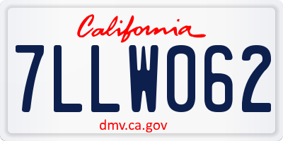 CA license plate 7LLW062