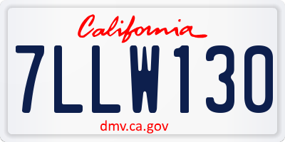 CA license plate 7LLW130