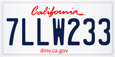 CA license plate 7LLW233