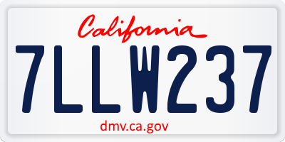CA license plate 7LLW237
