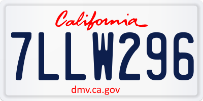 CA license plate 7LLW296