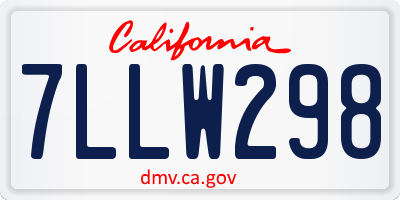 CA license plate 7LLW298