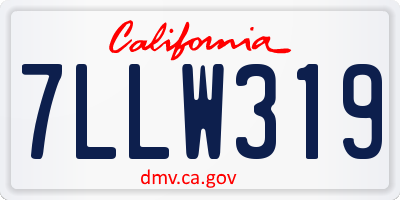 CA license plate 7LLW319