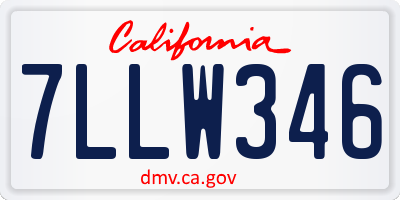 CA license plate 7LLW346