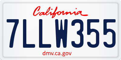 CA license plate 7LLW355