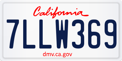 CA license plate 7LLW369