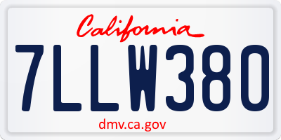 CA license plate 7LLW380