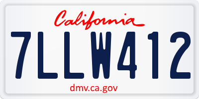 CA license plate 7LLW412